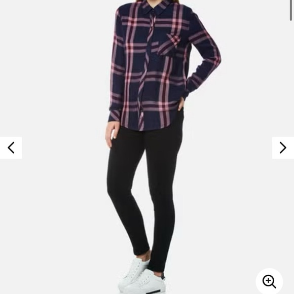 Rails Hunter Check Admiral/Cranberry Melange Button Up Cowgirl Shirt Size S - Picture 13 of 16